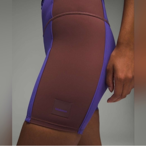 Lululemon Hike to Swim Purple, Brown High Neck Sports Bra & Shorts 6" Size S - Picture 12 of 15